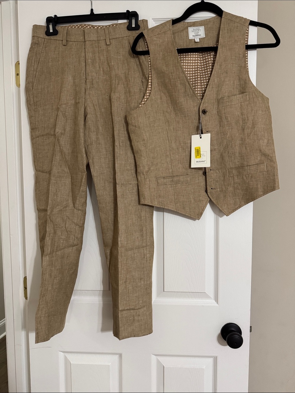 Massimo Dutti Linen Vest and Trousers in Light Brown